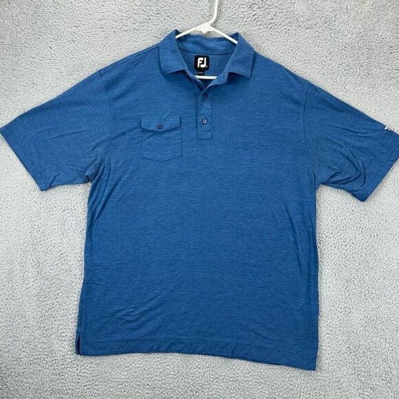 FootJoy FJ Golf Polo Shirt Mens Large Blue Rugby Athletic Short Sleeve Pocket‎ - Picture 1 of 10